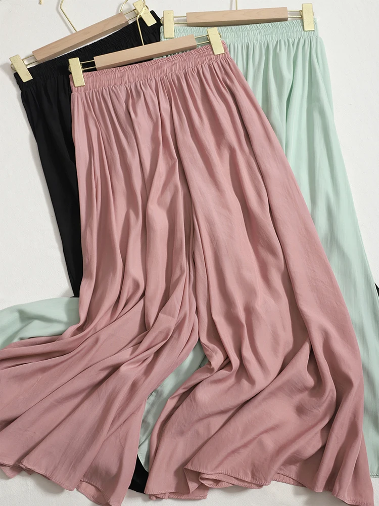 

YornMona Fashion Breathable Women Pants 2022 Summer Casual Loose Wide Leg Female Trousers