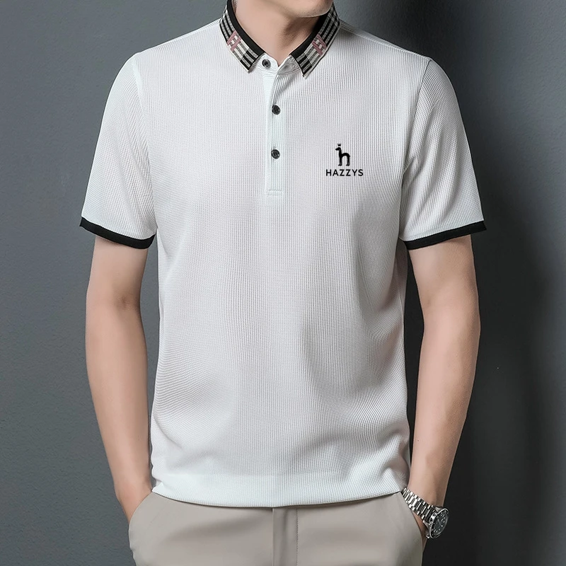 

Hazzys Summer Business High Quality Short Sleeve Polo Shirt Lapel Collar New Men Fashion Casual Printing Golf Wear T-shirt Tops