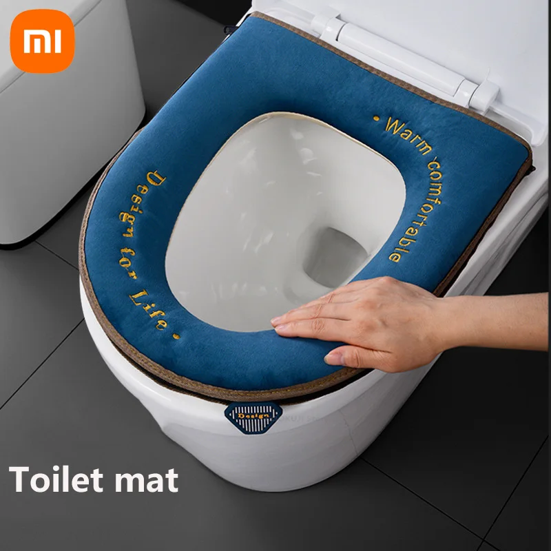 

Xiaomi Youpin Toilet Seat Cover Closestool Mat Washable Bathroom Accessories Knitting Pure Color Soft O-shape Pad Bidet Cover