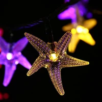 led solar beach stars fairy string lights waterproof christmas outdoor garden holiday decoration lights lampe solaire exterieur