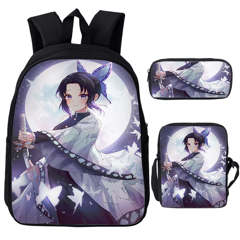 

Anime Kimetsu no Yaiba Backpack 3pcs/set Slayer Shinobu Kocho School Bags Boys Girls Demon Bookbag Kawaii Schoolbag Laptop Bag