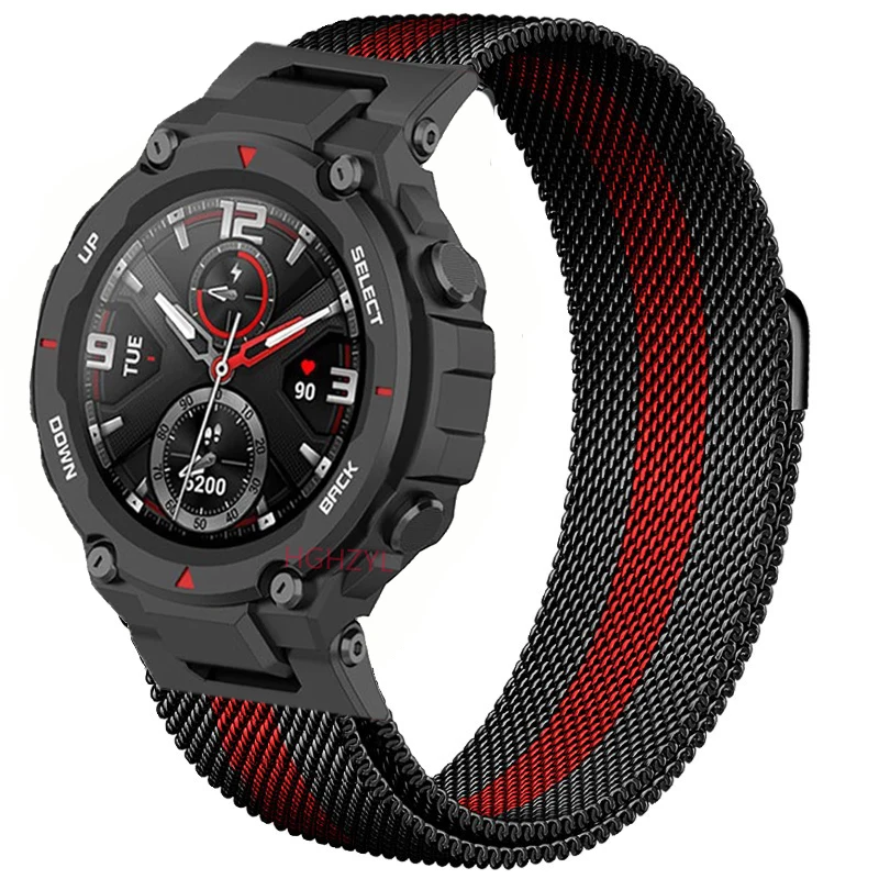 Magnetic Milan Metal Band Replacement Straps for Huami Amazfit T-Rex /T-Rex Pro Smart Watch Bracelet Stainless Steel Wrist Strap