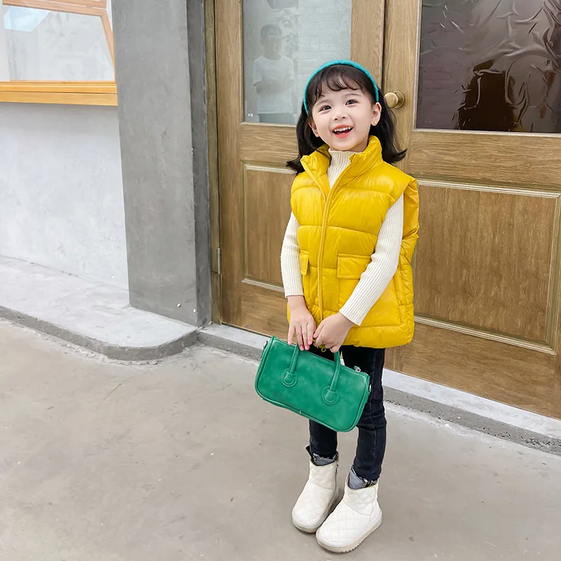 

New Fashion Shiny Vest Baby Girl Winter Thick Down Children Clothes Sleeveless Jacket Children Snow Vest Boy 2022 Kids Waistcoat