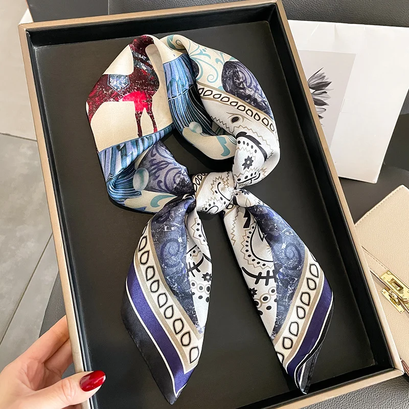 

Роскошный женский шейный платок из 100% шелка, брендовый головной платок, галстук, шаль для волос, платок, бандана