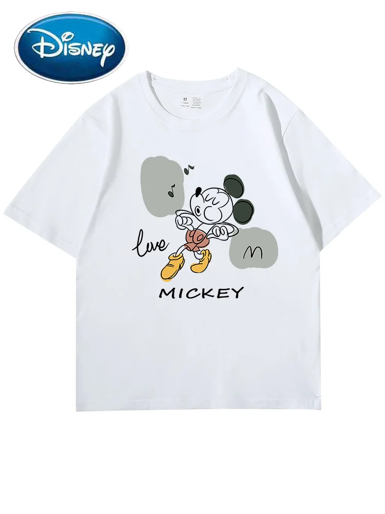 

Disney T-Shirt Fashion Mickey Mouse Sketch Letter Cartoon Print Casual Women Couples Unisex O-Neck Pullover Tee Tops 11 Colors