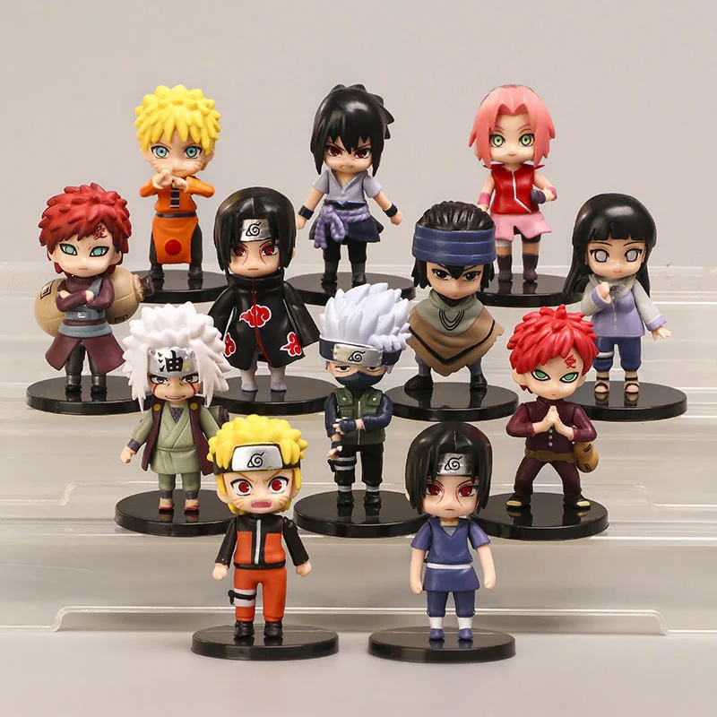 

12pcs/set Naruto Anime Shippuden Hinata Sasuke Itachi Kakashi Gaara Jiraiya Sakura Q Version Pvc Figures Toys Dolls Kid Gift