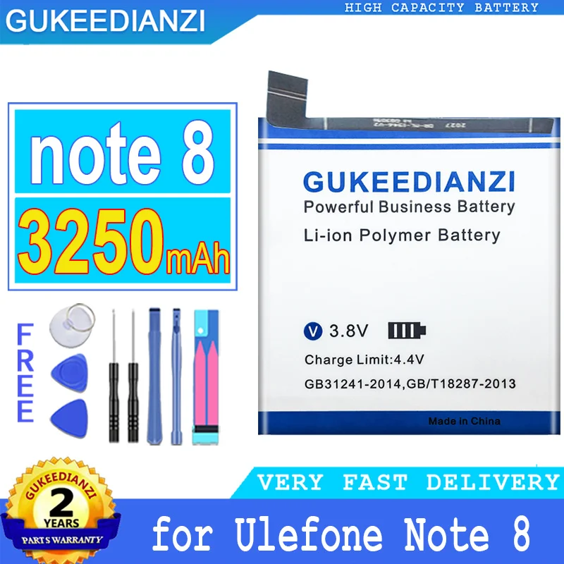 Новый Сменный аккумулятор GUKEEDIANZI 3250 мАч для Ulefone Note 8 8P Note8 Note8P, аккумулятор большой мощности с бесплатным номером отслеживания инструментов
