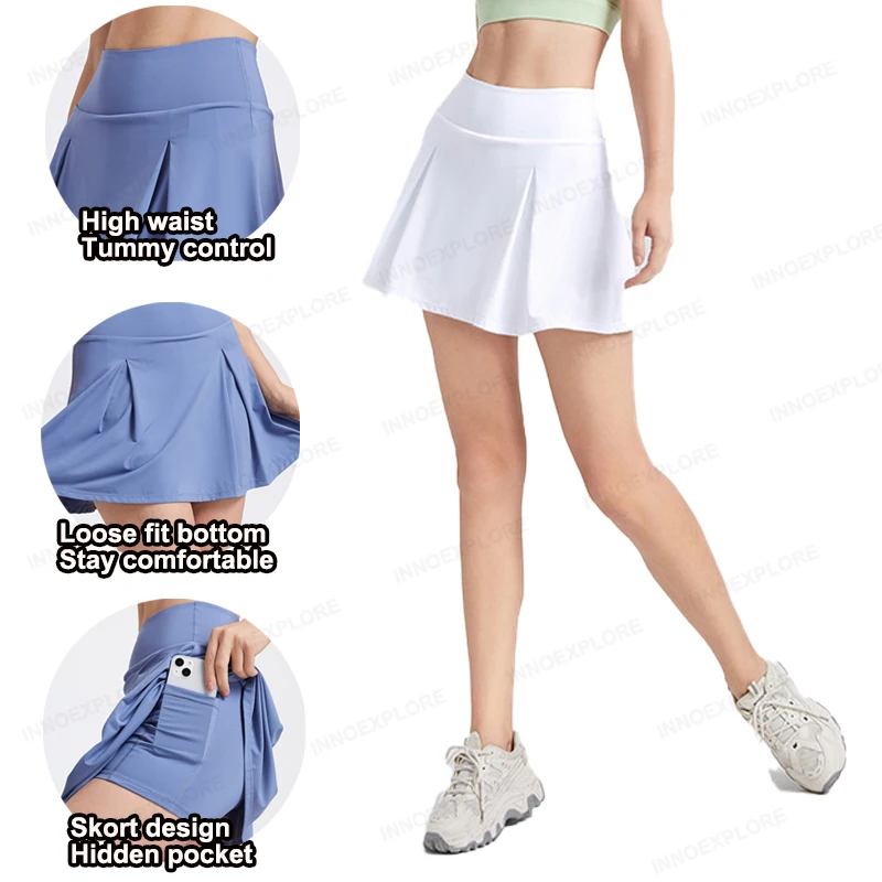 Женское теннисное короткое платье для бадминтона из спандекса с защитой от