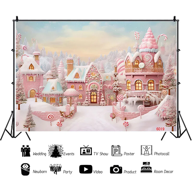 

SHENGYONGBAO Christmas Day Fireplace Photography Backdrops Gift Box Candy Chimneys Snowflake Window Studio Background WW-35