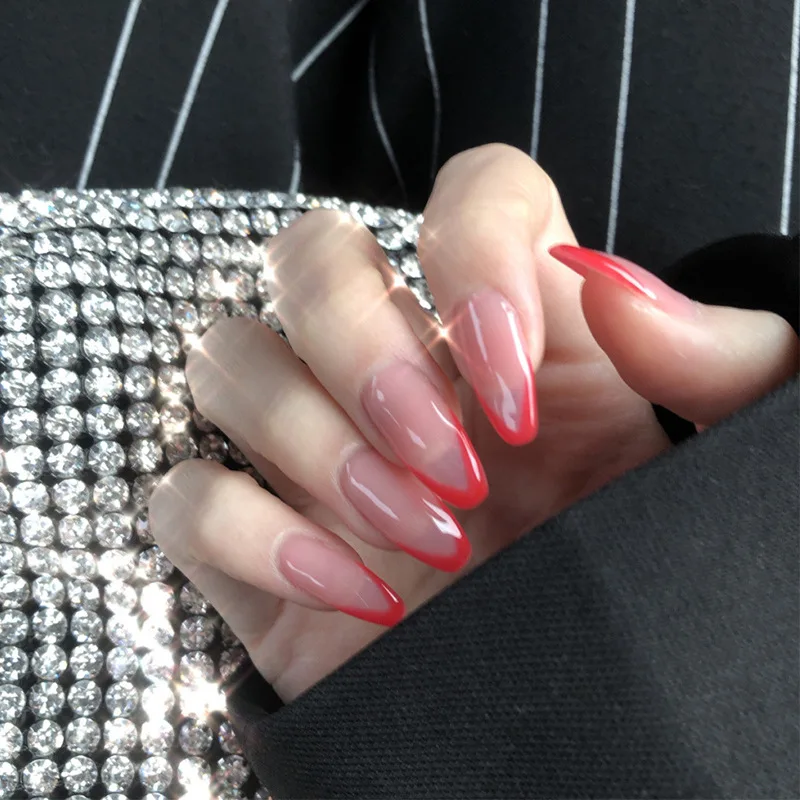 

24Pcs/Box French Fake Nails Press On Nails Artifical Nails French False Nail Ballerina Nail Tips French Tips Nail Art
