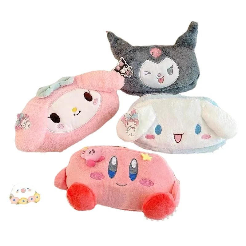 

Cartoon Cinnamoroll My Melody Kuromi Large-capacity Ins Japanese Girl Furry Stationery Box Than Plush Storage Bag Pencil Bag