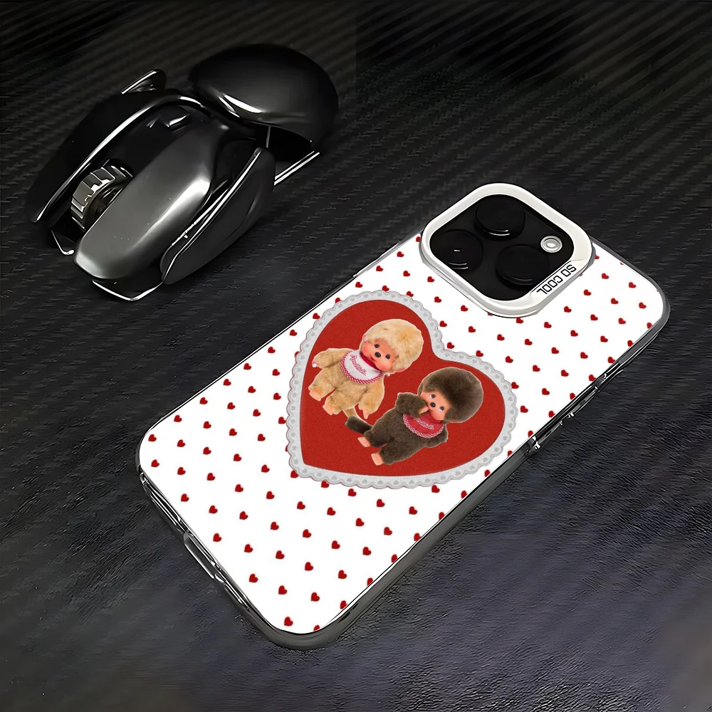 Милый мультяшный чехол для телефона M-Monchhichi iPhone 16 15 14 13 12 11 Pro Max белый матовый