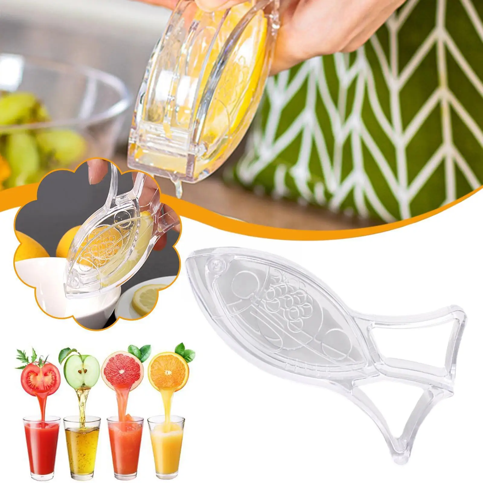 

Manual Fish Shape Juice Acrylic Lemon Clip Orange Squeezer Sugar Kitchen Tool Machine Lemon Fruit Bar Juice Gadget Squeeze P7s0