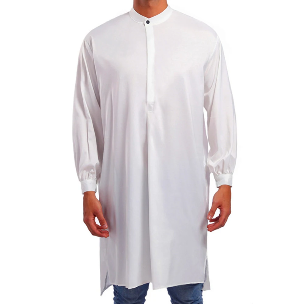 Thobe Jubba Kurta Men Abaya Dubai Islamic Shirts Top Long Sleeve Robe Saudi Arab Arabia Homme Kaftan Arabe Muslim Dress Clothing