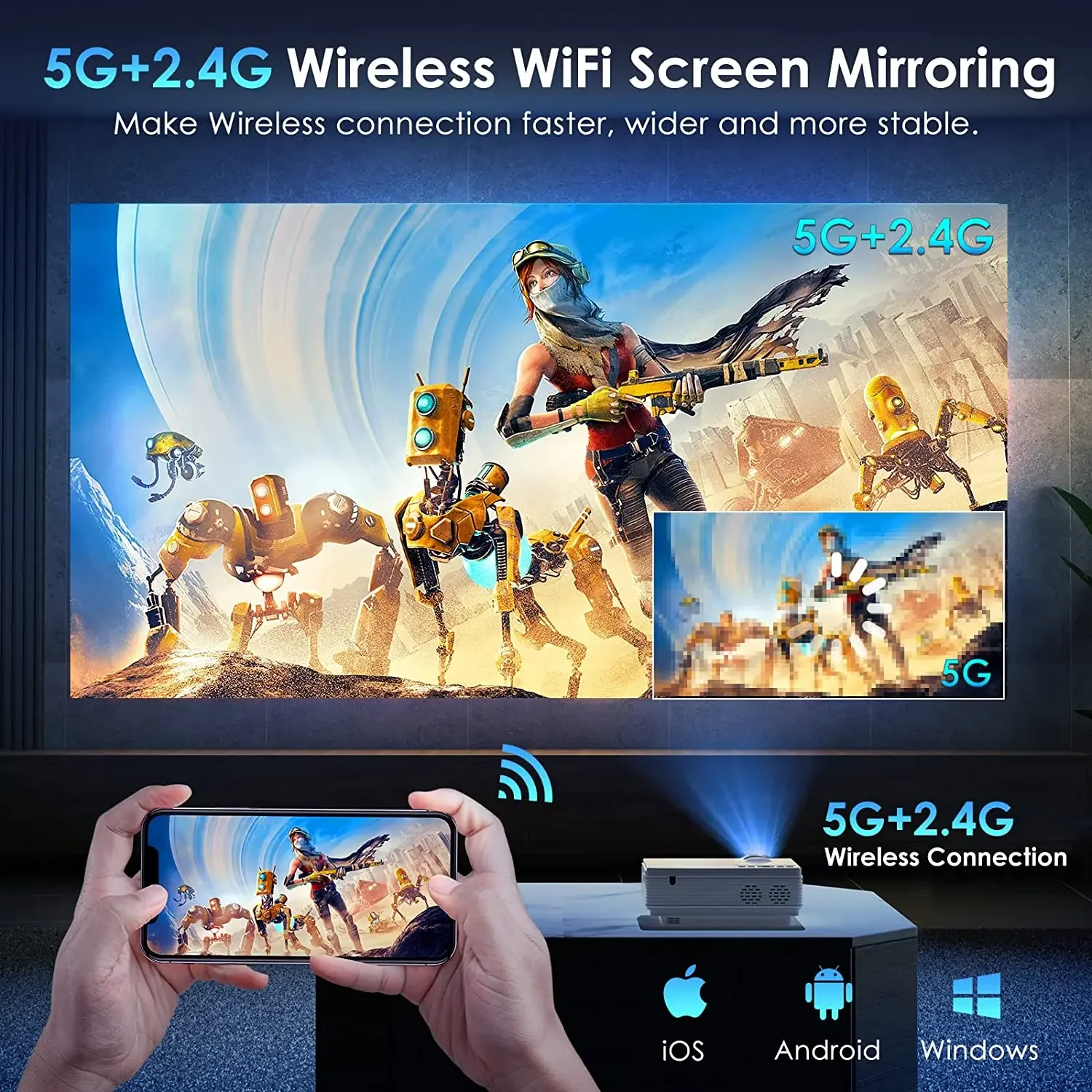 Проектор HD 4K для домашнего кинотеатра наружный проектор фильмов портативный