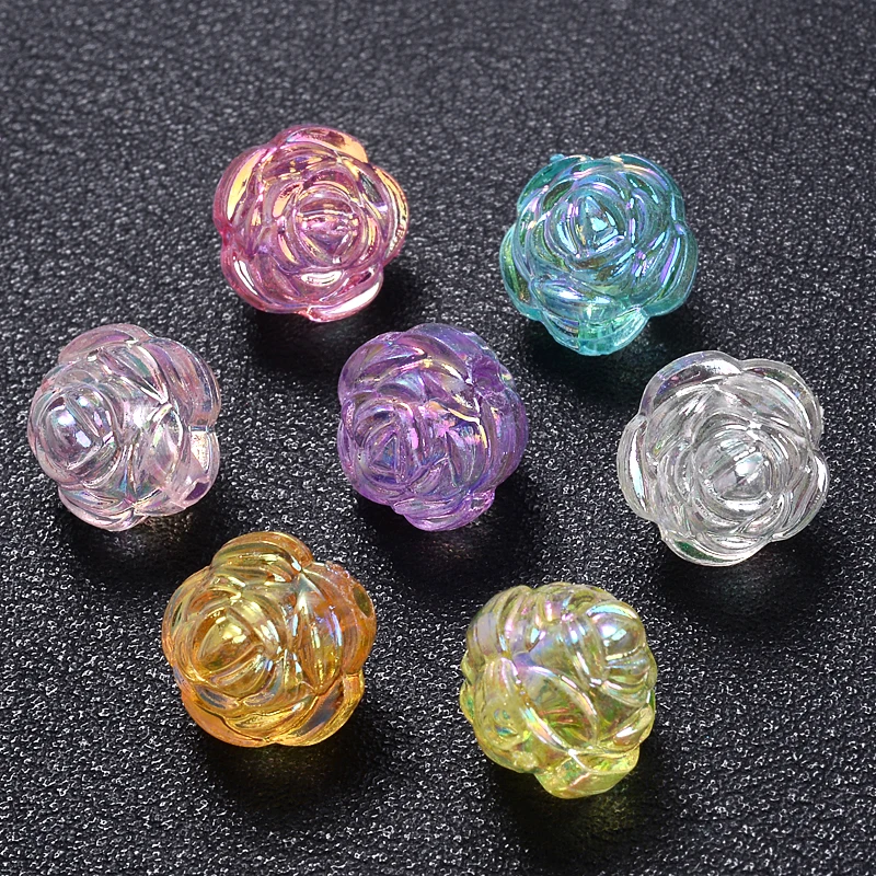 

Бусины акриловые в форме цветка розы, 12 мм, 50 шт./лот