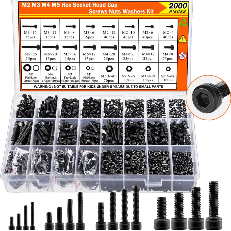 

Набор винтов BOVILEVR М2-М5, 2000 шт., черные