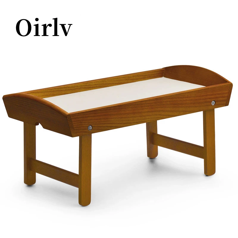 Oirlv Foldable Wooden Jewelry Stand Wooden Fold Display Stand Desk Solid Wood Jewelry Tray For Jewelry Display Storage Organizer