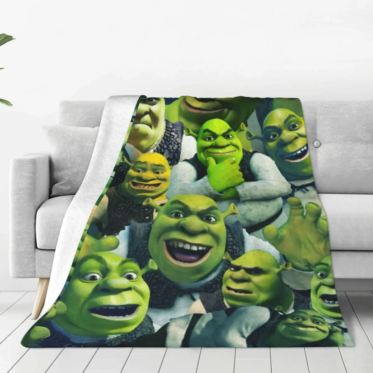 

Shrek Collage Poster Design Knitted Blanket Flannel Throw Blankets Summer Air Conditioning Portable Soft Warm Bedsprea