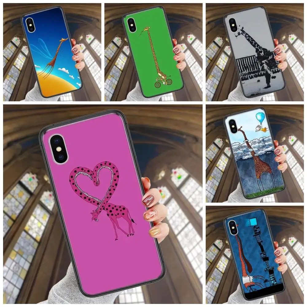 Скидка Молодежный Ciciber животное жираф черный корпус Модный чехол для мобильного