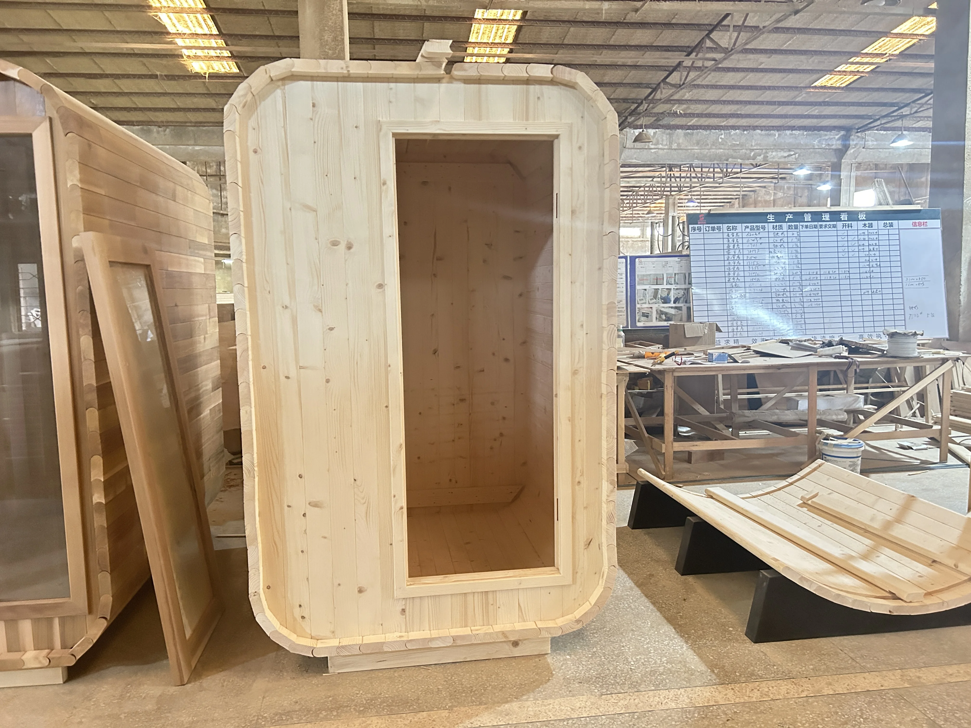 Современный дизайн двухместная уличная сауна из цельного дерева в кубическом