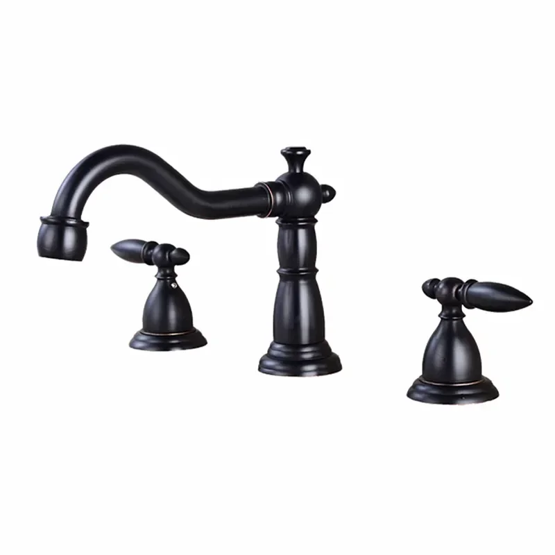 Широкий смеситель для раковины в ванную комнату с 3 отверстиями встраиваемая