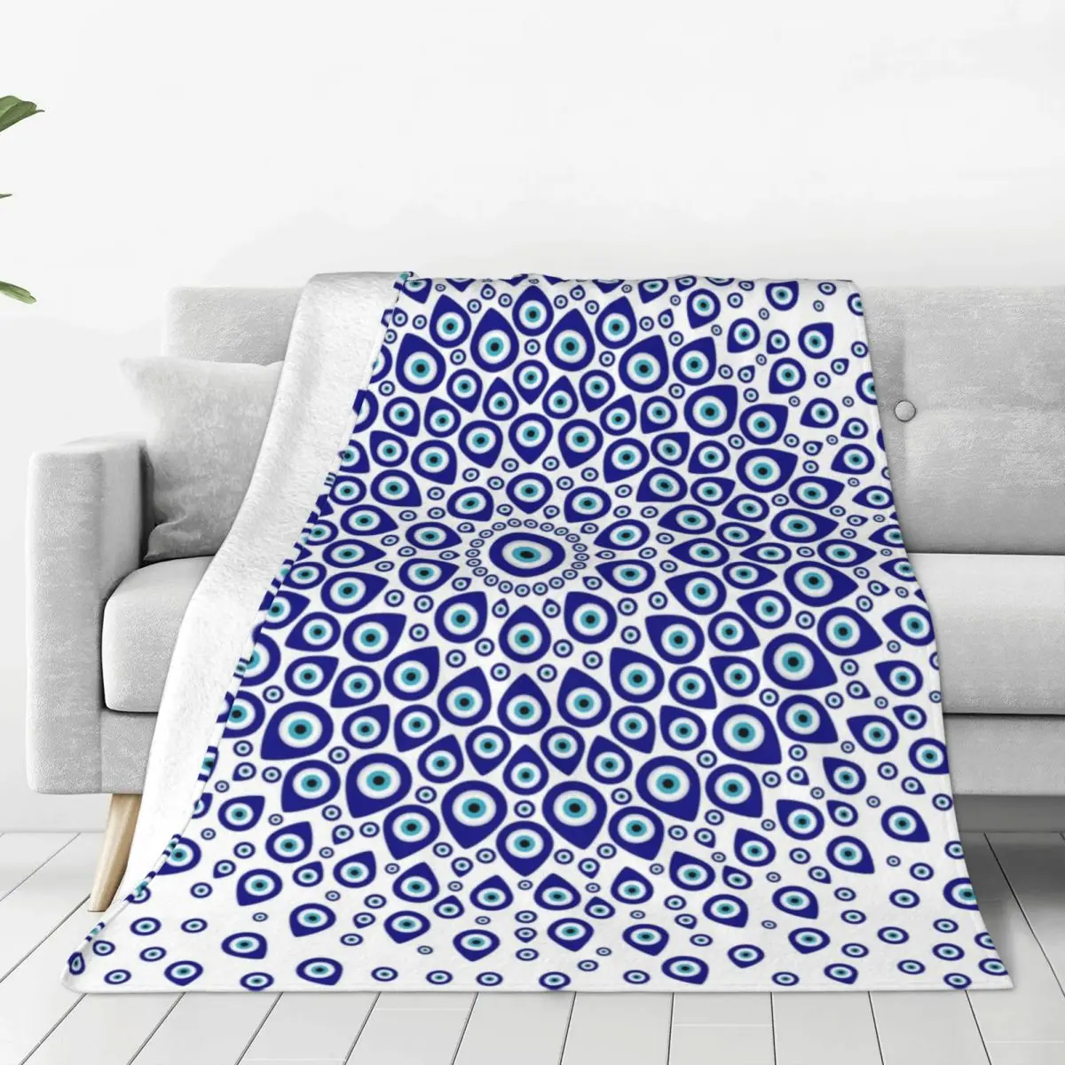 

Nazar Turkish Evil Eye Knitted Blankets Greek Amulet Mystical Wool Throw Blankets Bedding Couch Printed Soft Warm Bedspreads