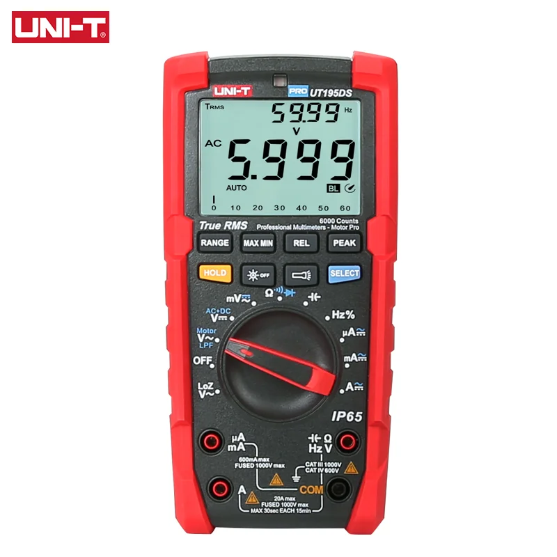 

UNI-T Industrial Digital Multimeter UT195DS UT95E UT95M Tester Waterproof IP65 Flashlight AC DC LOZ Motor Phase Voltage Test