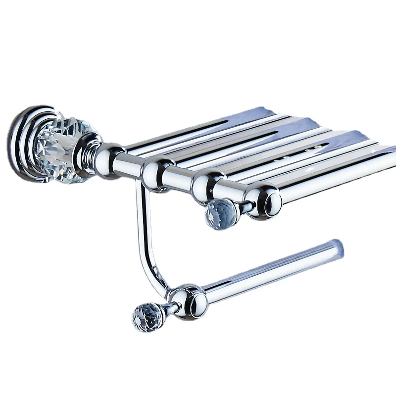 

European Crystal Towel Rack Silver Bath Towel Rack Fixed In Wall for Bathroom Hardware Pendant 60cm