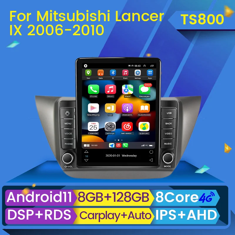 Автомобильный радиоприемник 8G + 128G Android 11 GPS Аудио мультимедийный плеер для Mitsubishi