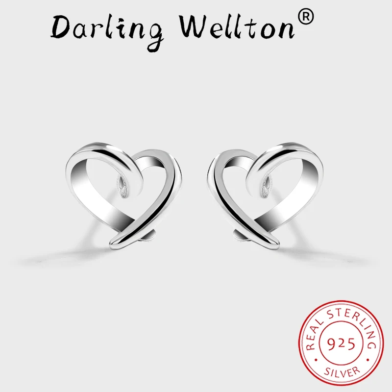 

NEW Fashion Cutout Heart Stud Earrings For Women Geometry Lover Original Sterling 925 Silver Valentine's Day Gift Party Jewelry