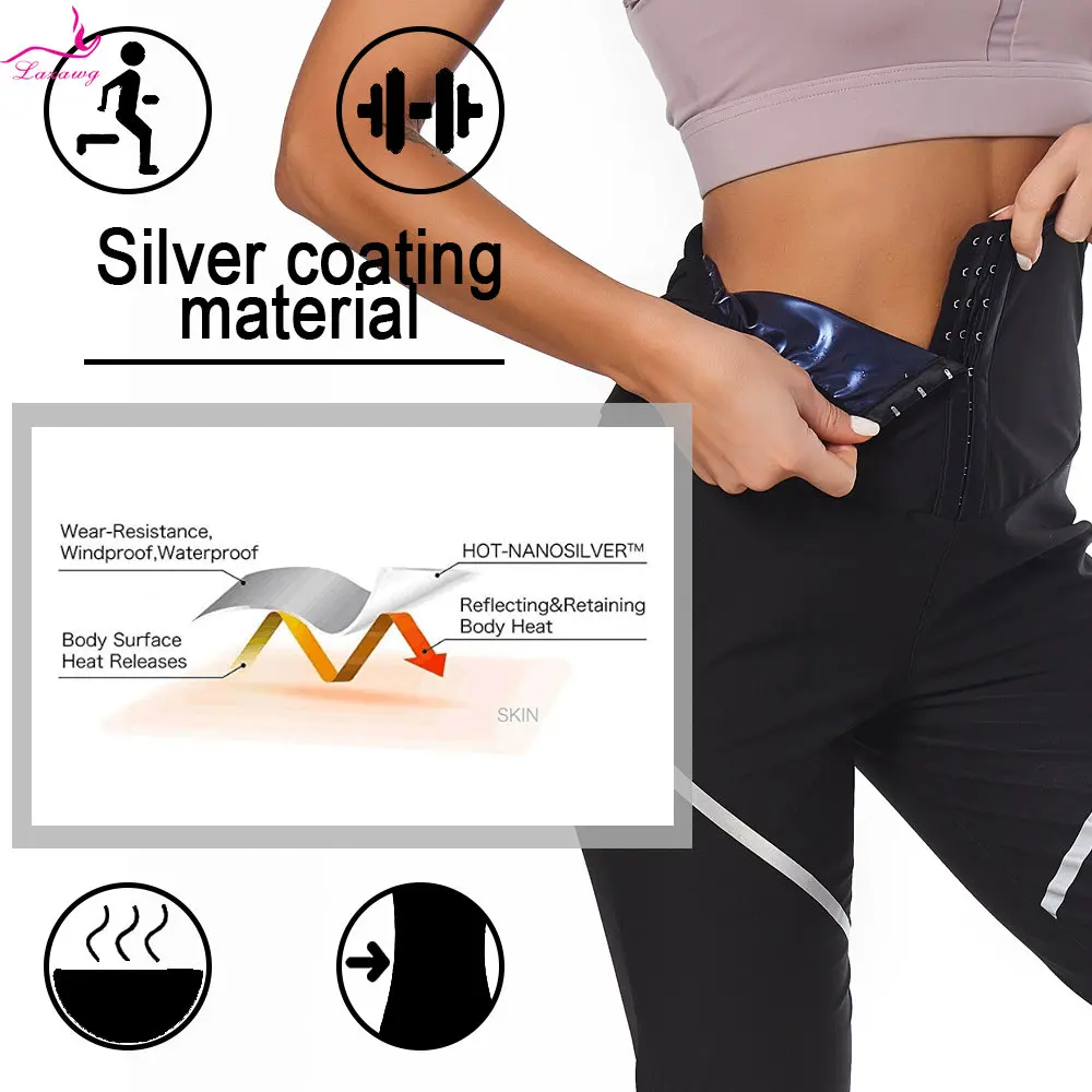 LAZAWG Sauna Leggings for Women Weight Loss Pants Workout Clothes for Woman Hot Sweat Trousers Ladies Body Shaper Sport Gym