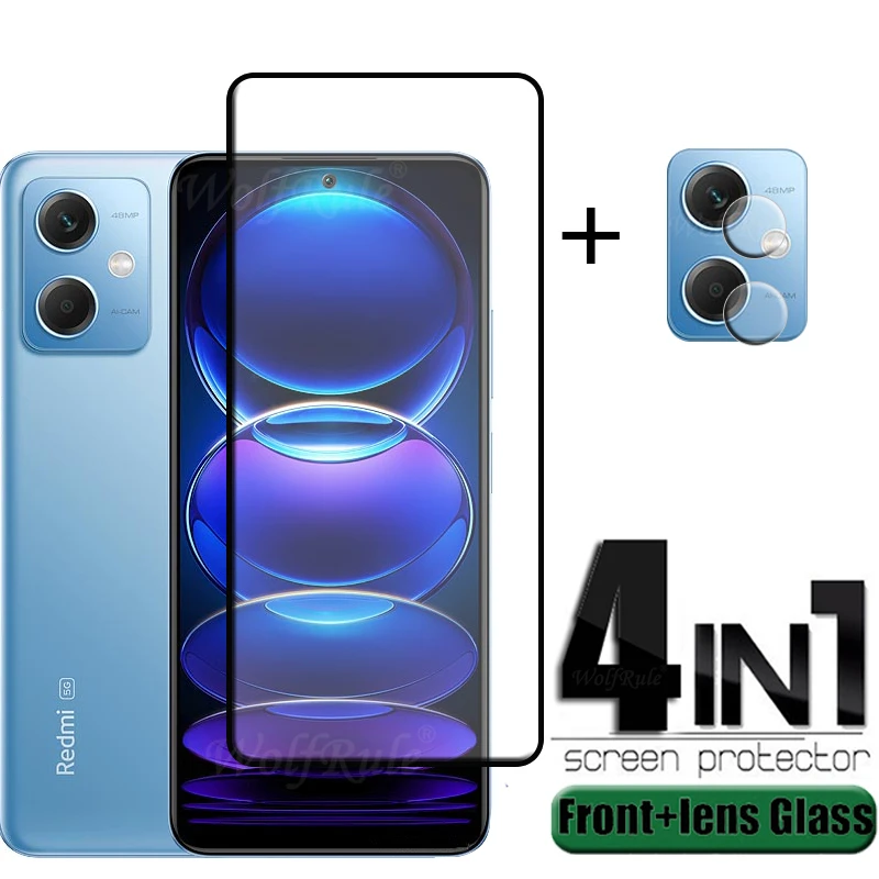 

4-in-1 For Redmi Note 12 Glass Redmi Note 12 Full Cover Screen Protector Xiaomi Redmi Note 10S 11S 10 11 12 Pro Plus Lens Glass