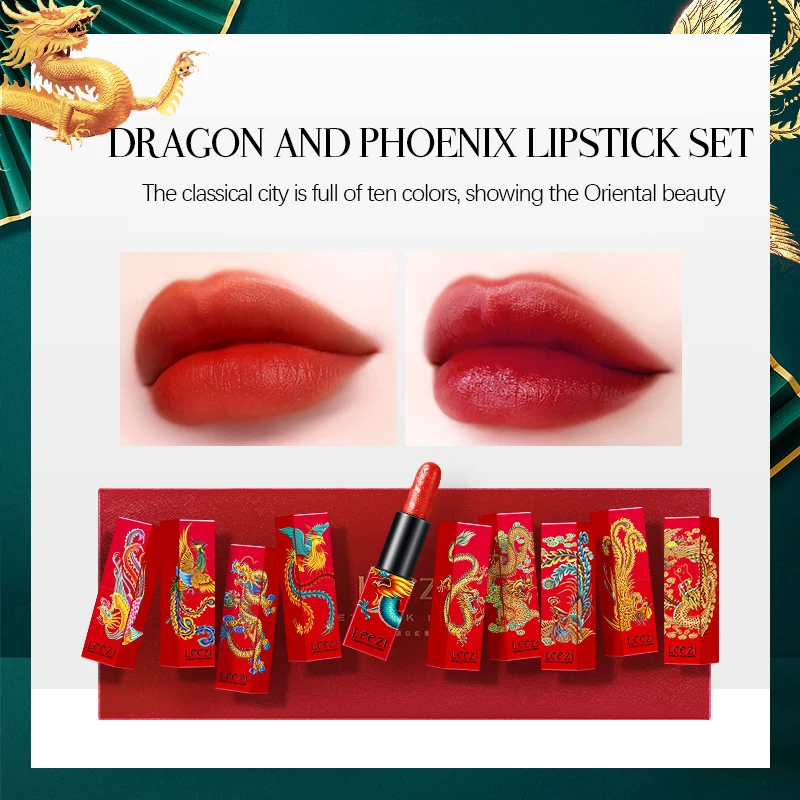 

Liz's Lips and Sweet TalksLipstick Set Chinese Tradition Style Carved Semi-matte Lipstick Gift Set Makeup Maquiagem