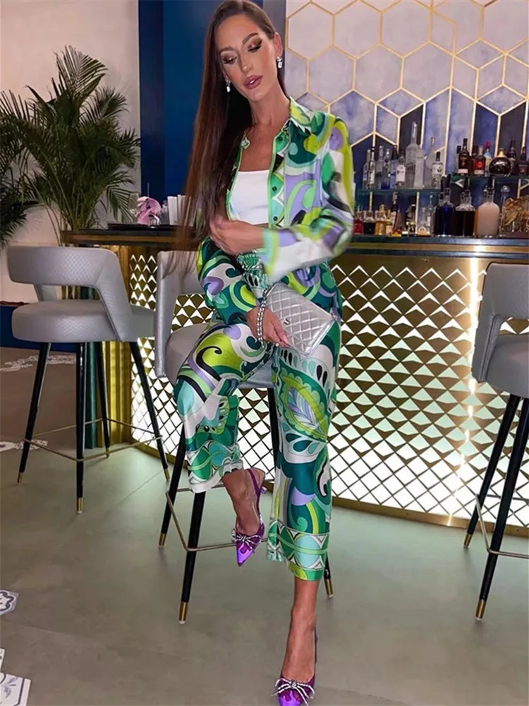 Женский комплект hirigin Y2K из 2 предметов с цветочным рисунком рубашка длинным