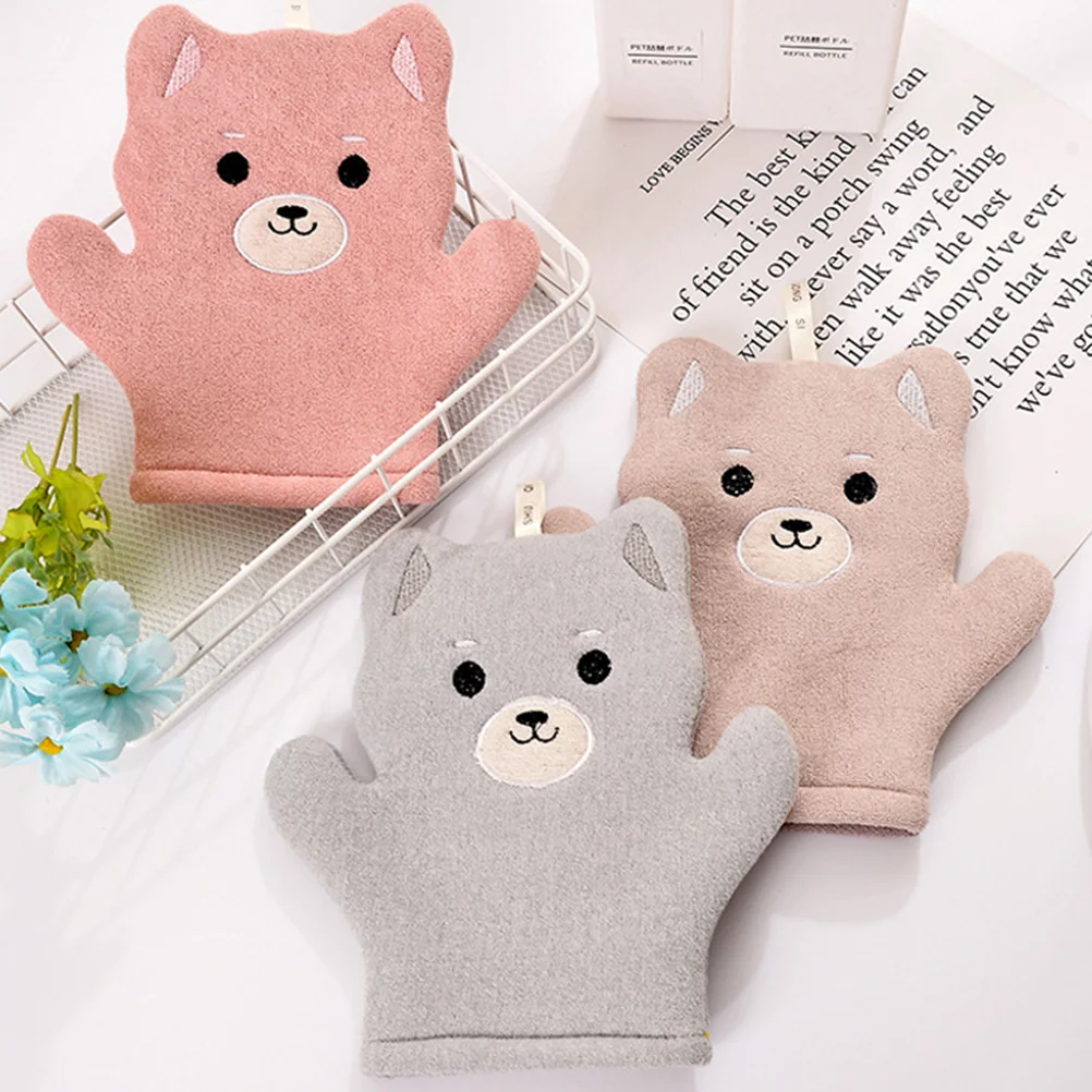 

3 Pcs Cartoon Bath Gloves Bathing Supply Mitt Exfoliating Sponge Body Scrub Frosted Spa Shower Composite Double Sided Baby