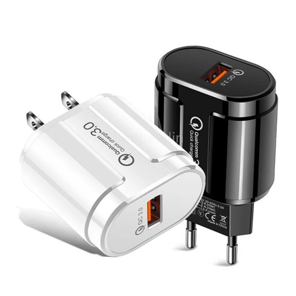 

10pcs 18W QC3.0 Fast Charging Eu US AC Home Travel Wall Charger For iPhone 12 13 14 15 Samsung xiaomi huawei android phone