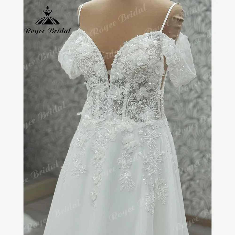 Винтажное кружевное женское свадебное платье на тонких бретельках с цветочным