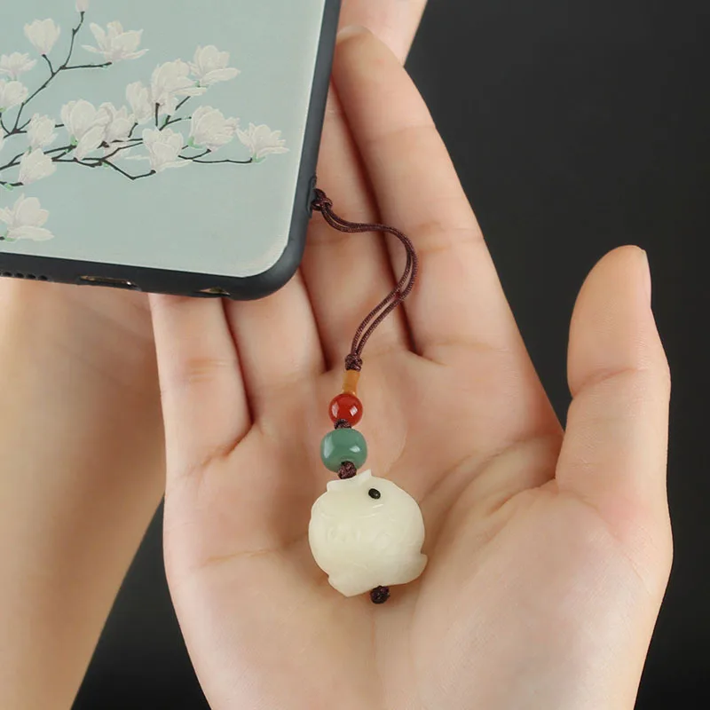 Мешочек с рыбками и фруктами цвета слоновой кости кулон-брелок для автомобиля -