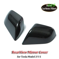 tesla model rear view mirror cover 3 y 2022 s 2021 carbon fiber rear view cover exterior decoration accessories
