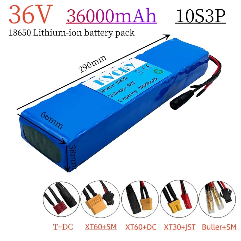 

Electric scooter 36V Battery 10S3P 36Ah 18650 Battery pack 500W 36v lithium electric bike battery Rechargeable li-ion battery
