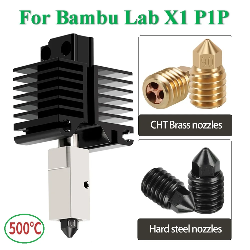 

Upgraded Hotend Kit For Bambu Lab X1 P1P 3D Printer Print Head Hot end Carbon X1 Combo Plated Copper Heated Block Hard Steel CHT