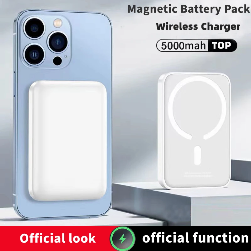

Portable Macsafe Auxiliary Spare External Magnetic Battery Pack Power Bank Wireless Charger For iphone 12 13 14Pro Max Powerbank