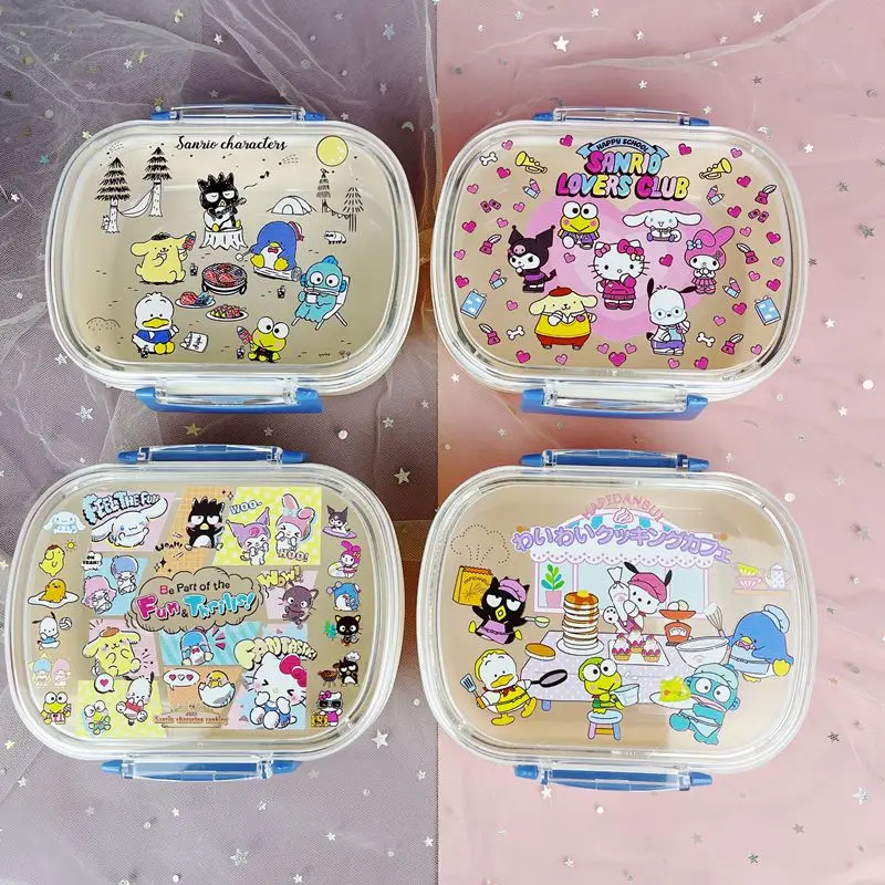 

Kawaii Sanrio, Hello Kitty Kuromi Cinnamoroll Ланч-бокс аниме Сейлор Мун большой емкости портативный герметичный фруктовый Чиппер для детей