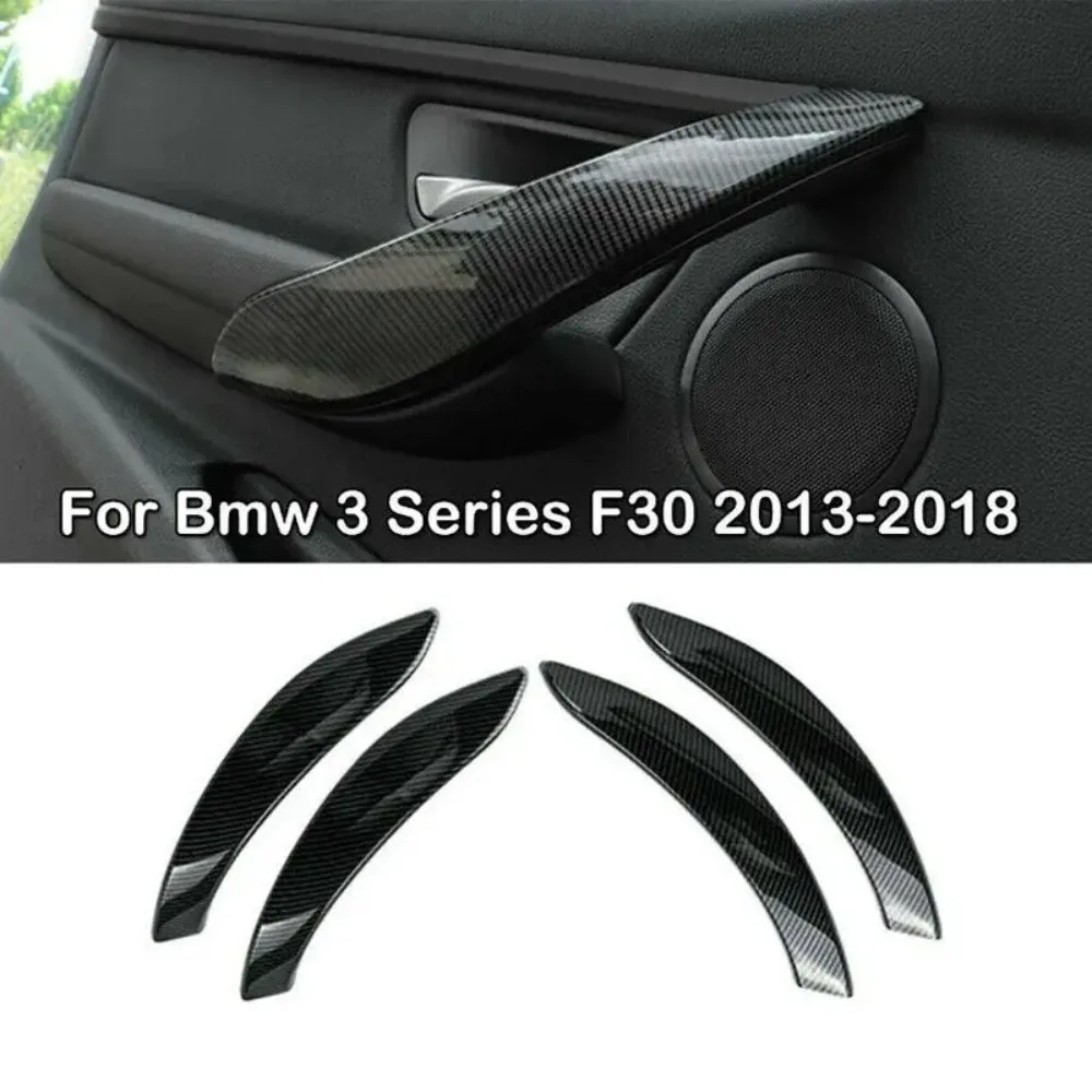 Фото 4 шт. накладки на внутренние ручки дверей в стиле карбон для BMW F30 320i 328i 2013-2018 гг., артикулы 51417279311, 51417279315, 51417279312 №2