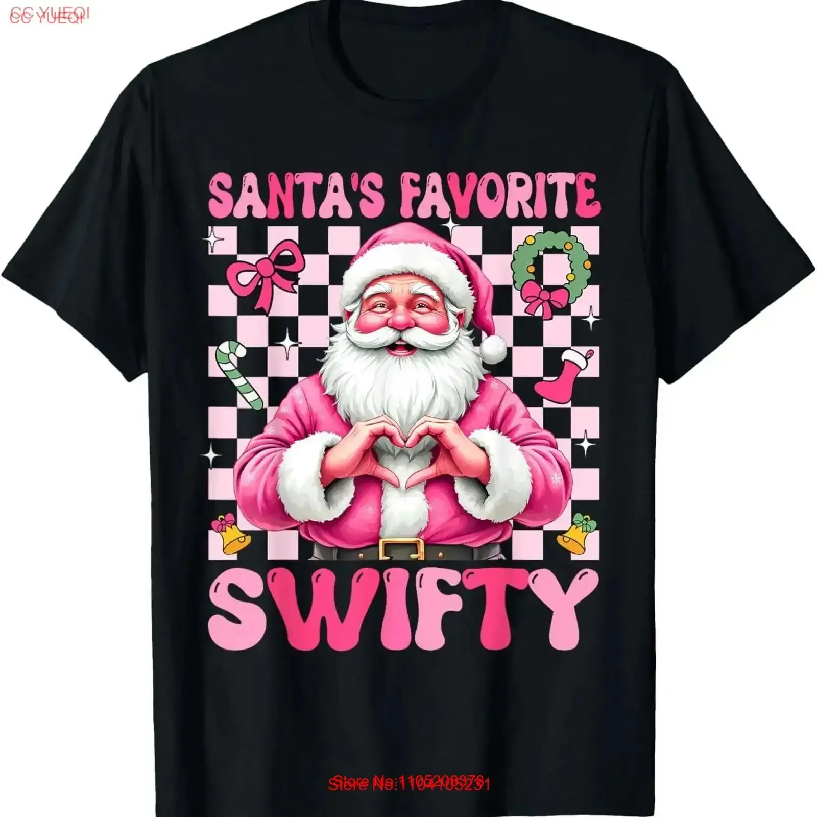 Фото Футболка с надписью Santa's Favorite Swifty Merry Christmas Groovy Xmas Lights, винтажная, универсальная, слегка дышащая, мужская №1
