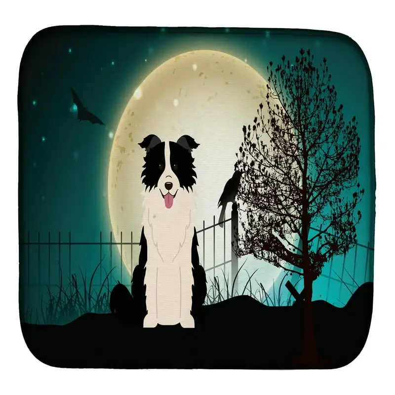 

Scary Border Collie Black White Dish Drying Mat
