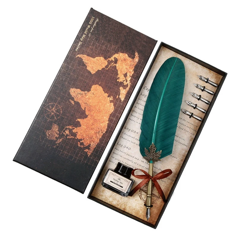 Каллиграфическая гусиная ручка с перьями набор чернил для письма подарочная