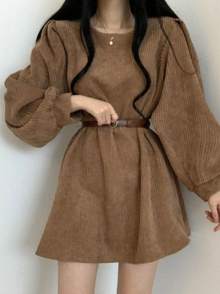 

2022 Spring Autumn Vestido French Vintage High Waist Puff Sleeve O Neck Dresses Women Female Slim Temperament Fashion New Dress
