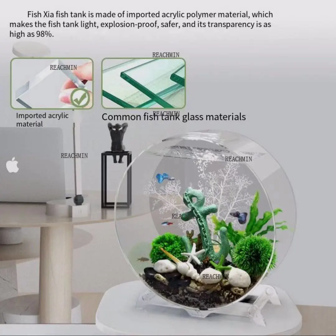 

Aquarium creative desktop fish tank small goldfish tank lazy person free water change ecological fish tank aquarium accessories